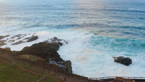 Drone-shot-of-huge-waves-in-Tenerife-next-to-atlantic-ocean