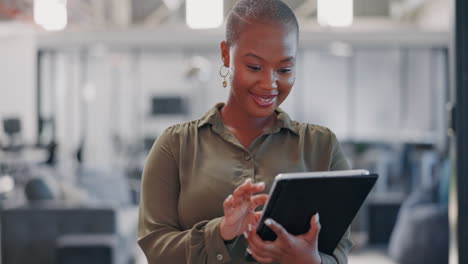 business, black woman and tablet planning