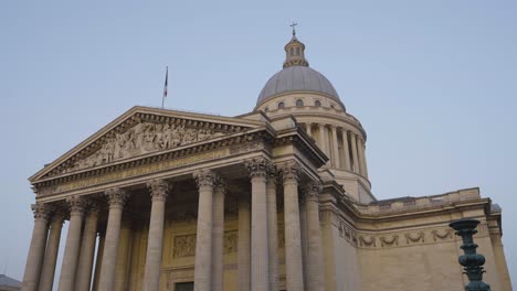 close up exterior of the pantheon monument in paris france shot in slow motion