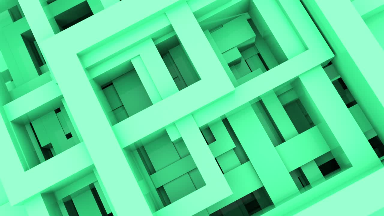 Abstract 3d shapes lines and squares with different colors. 4k loop render animation footage.