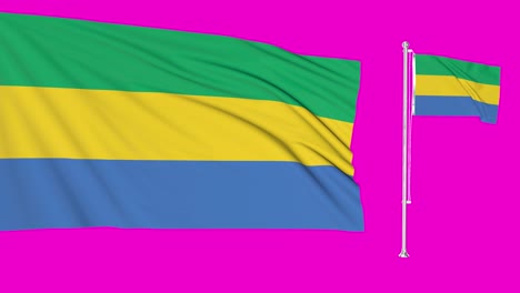 green screen gabon two flags waving gabonese flagpole animation 3d chroma key