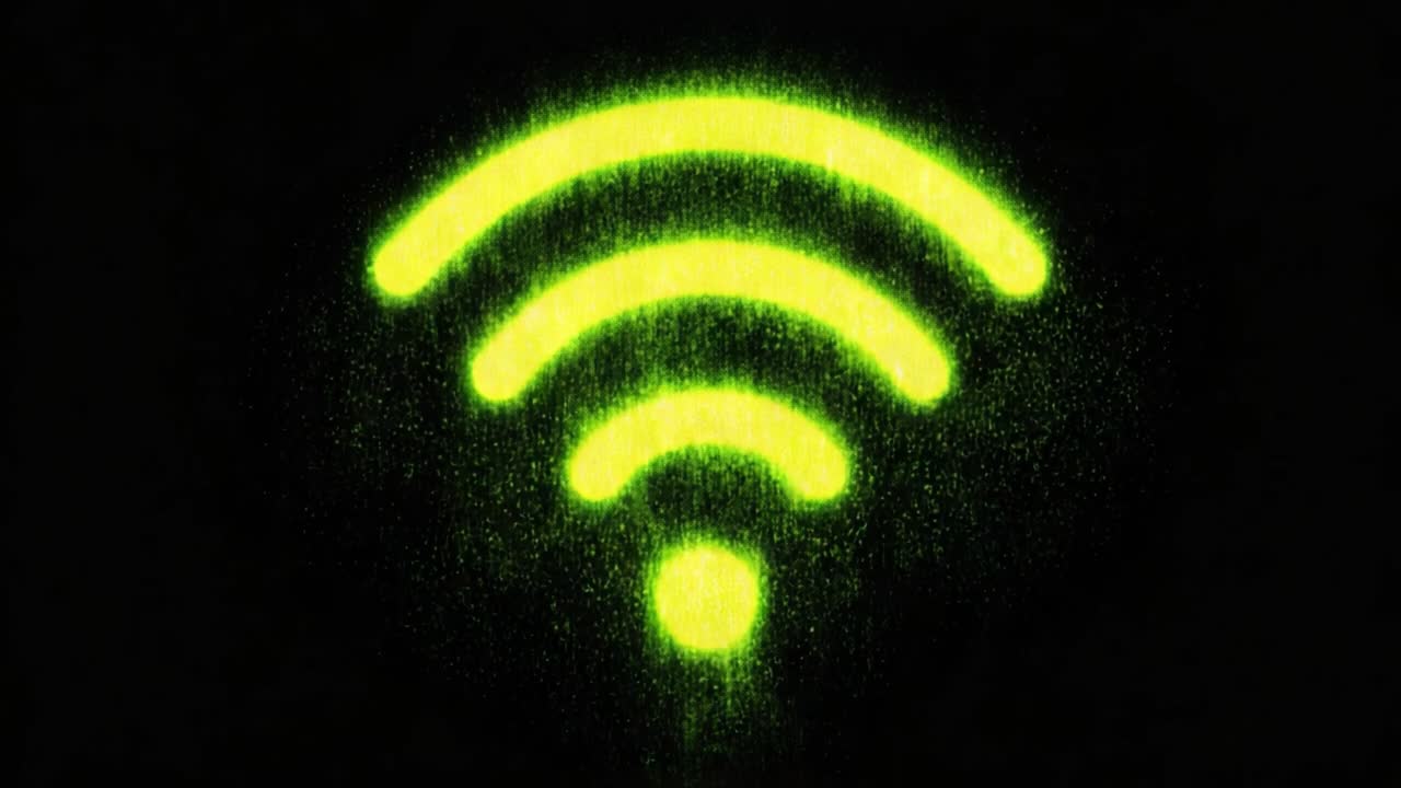 Vibrant Green WiFi Symbol Against a Dark Background: A Visual Representation of Connectivity and Modern Technology in Digital Communication