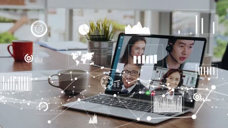 visual creativo de personas de negocios en una reunión de personal corporativo en videollamada