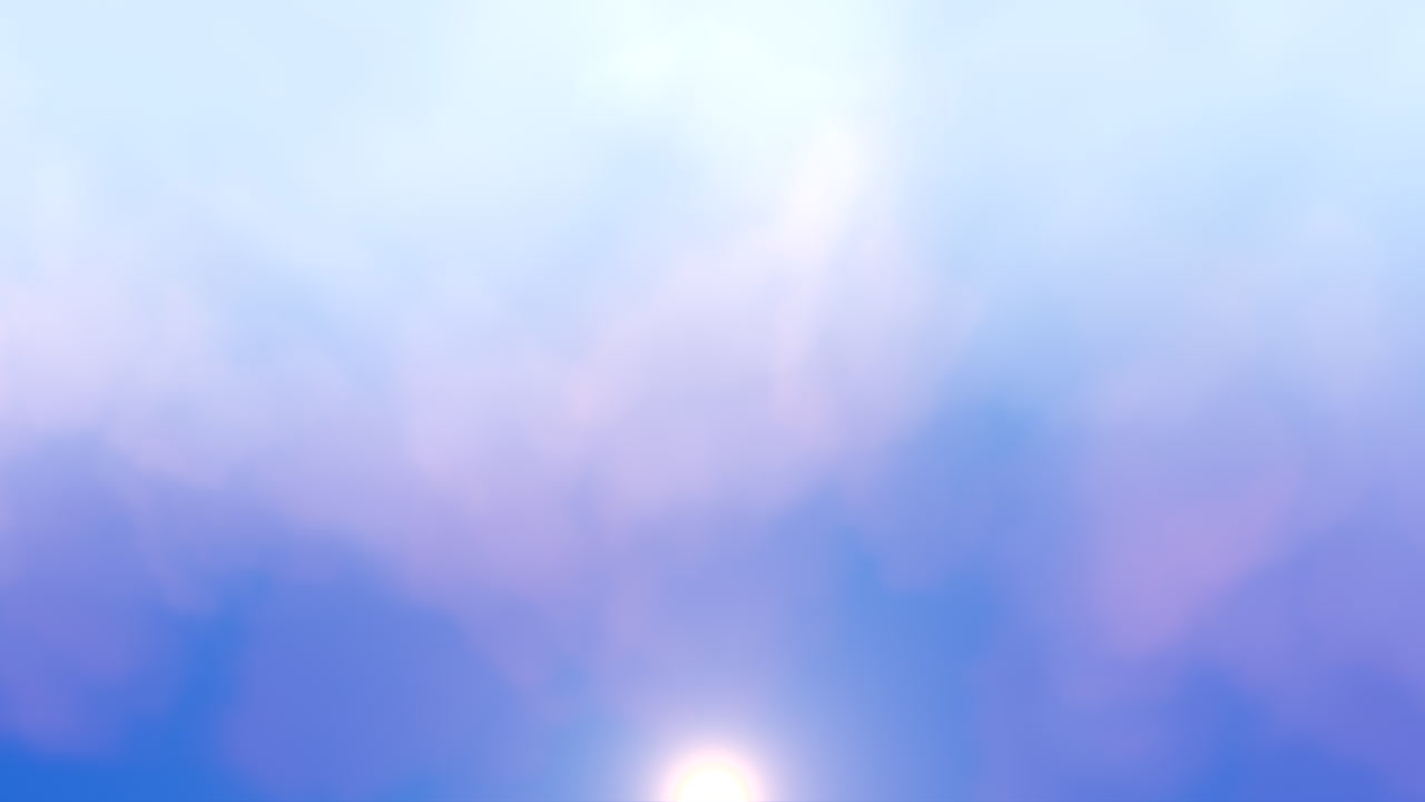 빛나는 태양과 은 구름으로 활기찬 파란 하늘