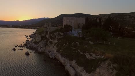 aerial: the historical town pythagorion on samos