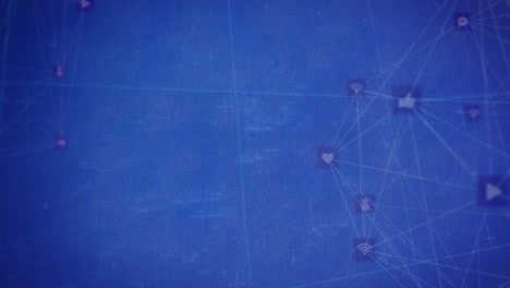 animación de hexágono gráfico, iconos de computadora que se interconectan con líneas en un fondo abstracto