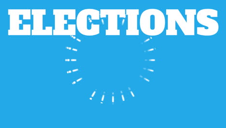 elections text animation with circular dotted pattern on blue background