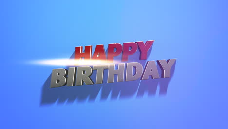 colorido texto de feliz cumpleaños en 3d en fondo azul flotante