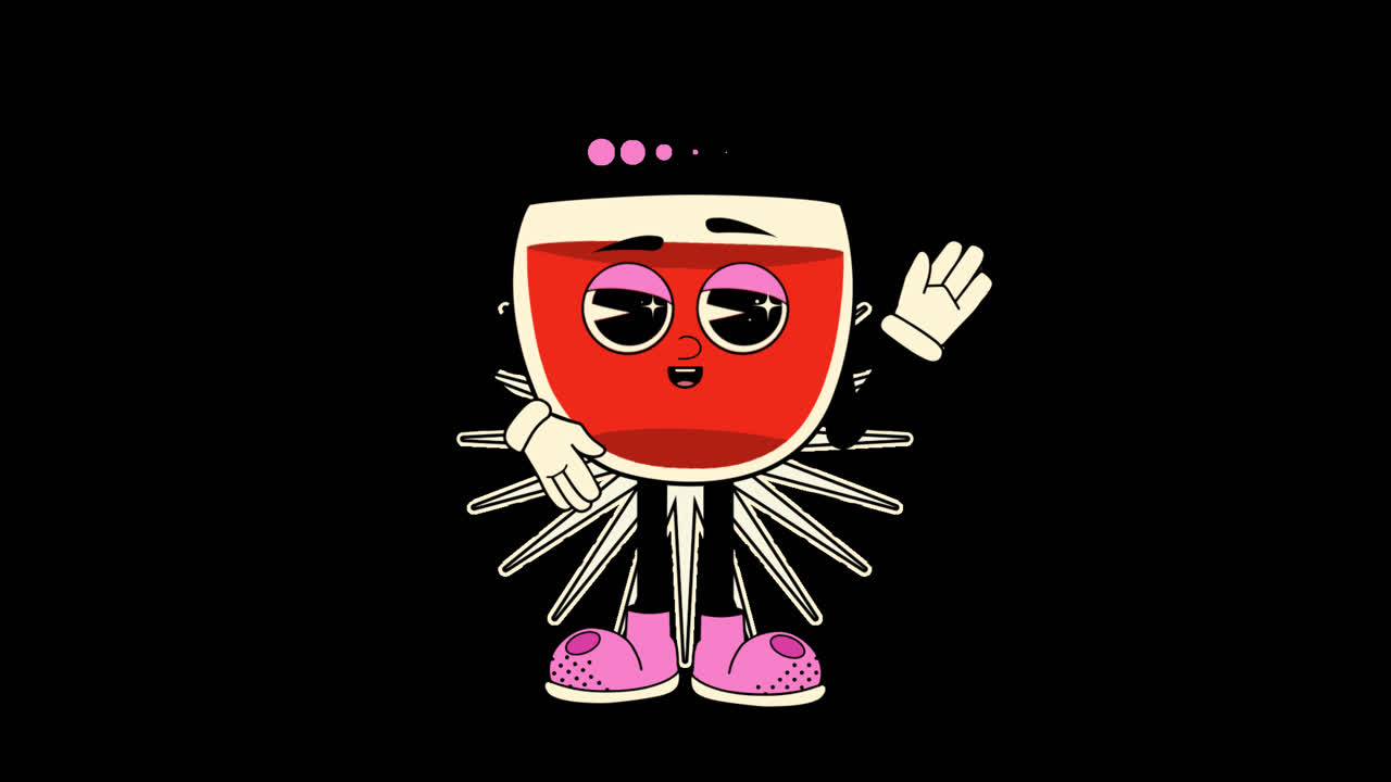 귀여운 만화 와인 글래스 캐릭터