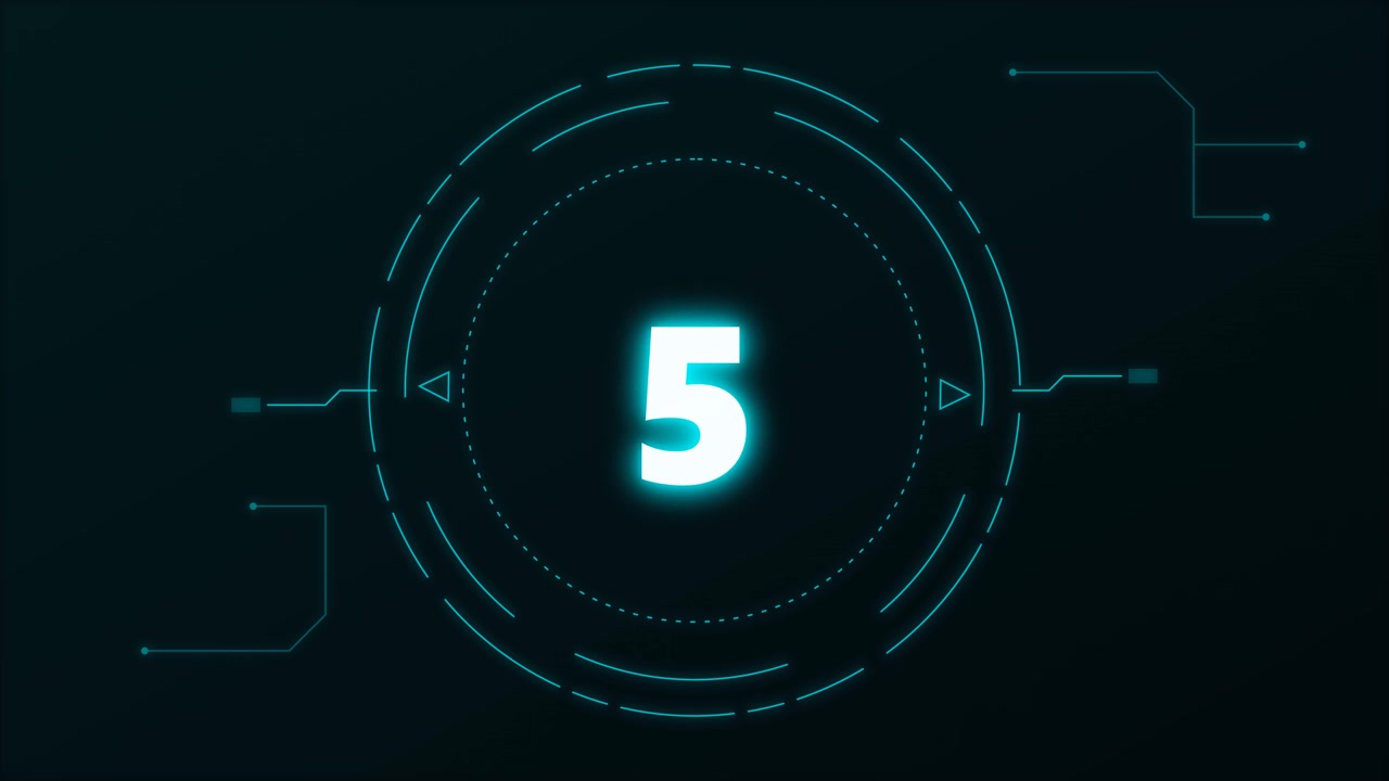 Digital Countdown Timer with Futuristic HUD Interface