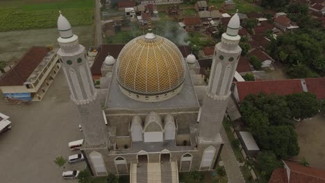 mosque building with middle east architecture near the trans java toll road in indonesia