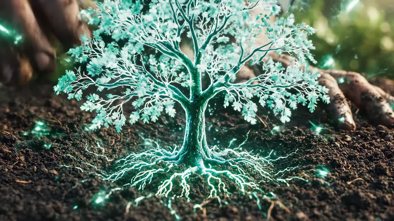 Planting a Seed of Life: A Futuristic and Magical Growth