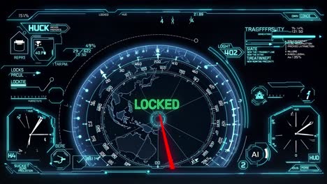 complex digital interface showcasing flight parameters, target acquisition data, and system status indicators, highlighting advanced technology and precision targeting in a futuristic environment