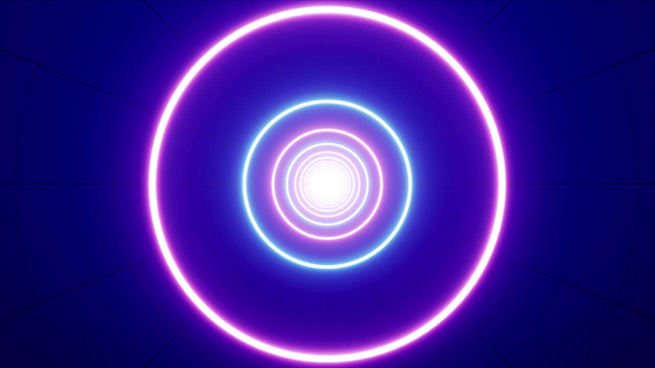 círculo de neón brillante túnel de metal ligero vj bucle