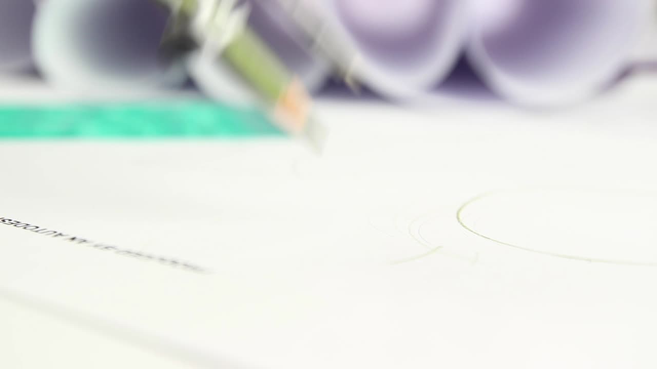 종이 위에 연필로 선을 그리는 남자의 손의 근접