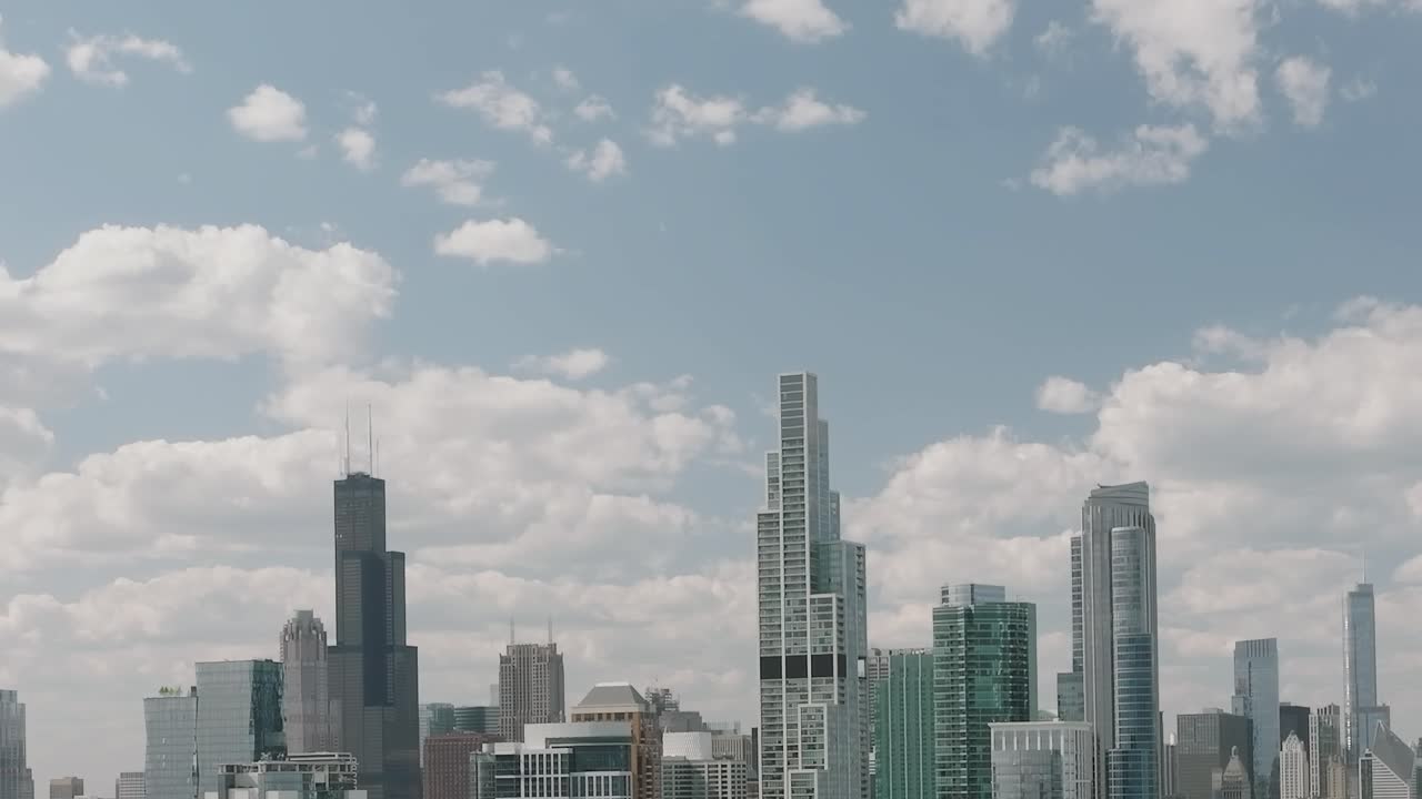 View of Chicago's skyline from above on a clear day