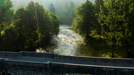 Solkan-Arch-Steinbrücke-über-Den-Fluss-Bohinj-Im-Morgengrauen-In-Slowenien