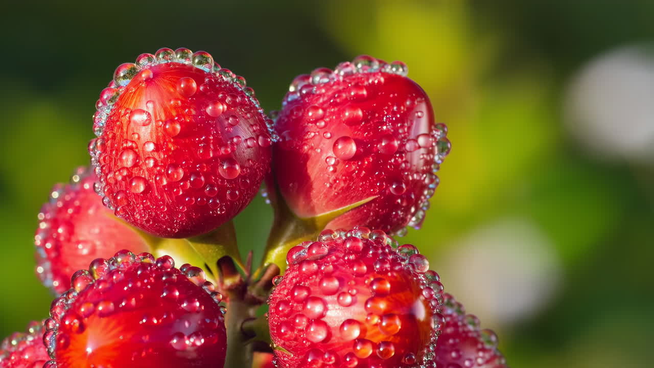 Red Berries Covered in Morning Dew