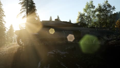 old rusty tank in forest