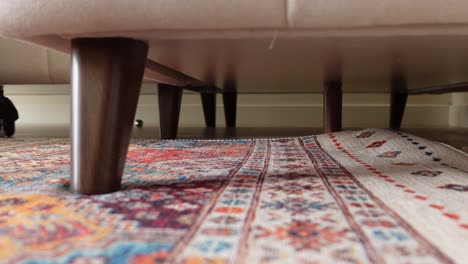 a person cleaning under a couch