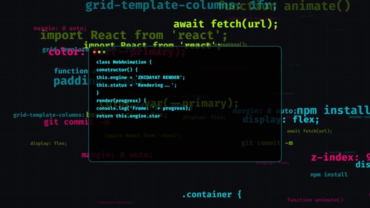 Software Code Typing Animation on Dark Background