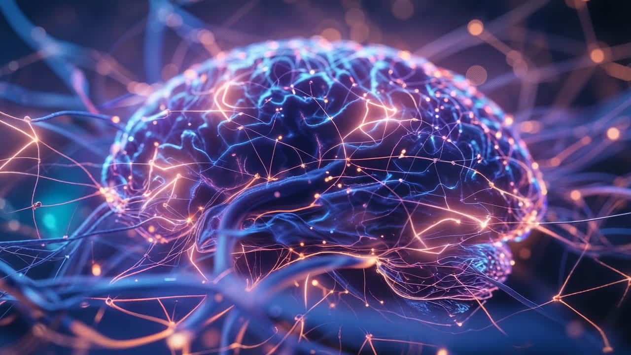 Abstract Brain with Glowing Neural Connections