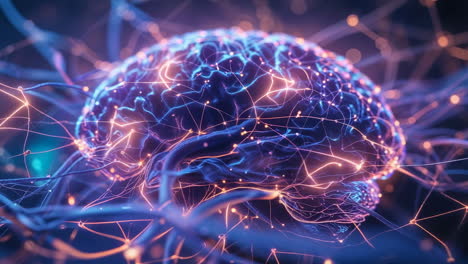 abstract brain with glowing neural connections