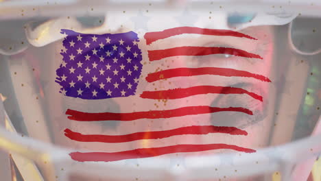 Animation-Eines-Kaukasischen-American-Football-Spielers-Und-Der-Flagge-Der-USA