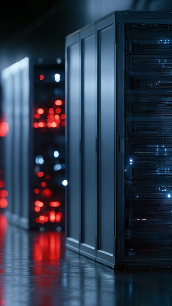A Glimpse Into a High-Tech Data Center Featuring Advanced Server Racks Illuminated by Vibrant LED Lights, Showcasing a Blend of Technology and Innovation in Modern Computing.