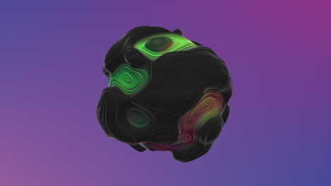 Dynamic black and green 3d object with organic shape and pointed tip