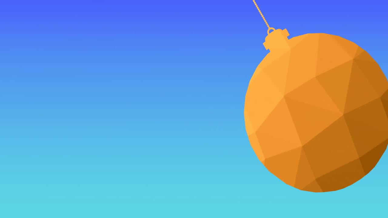 파란색 배경 위에 오렌지색 크리스마스 보블의 애니메이션