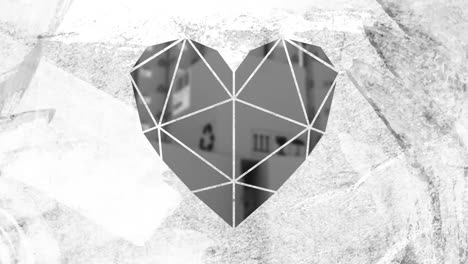 Animation of heart over boxes in warehouse