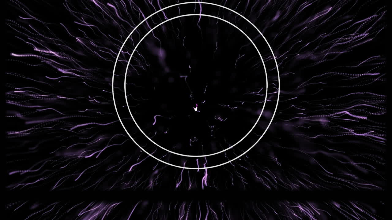 animación de círculos sobre fuegos artificiales púrpura sobre fondo negro