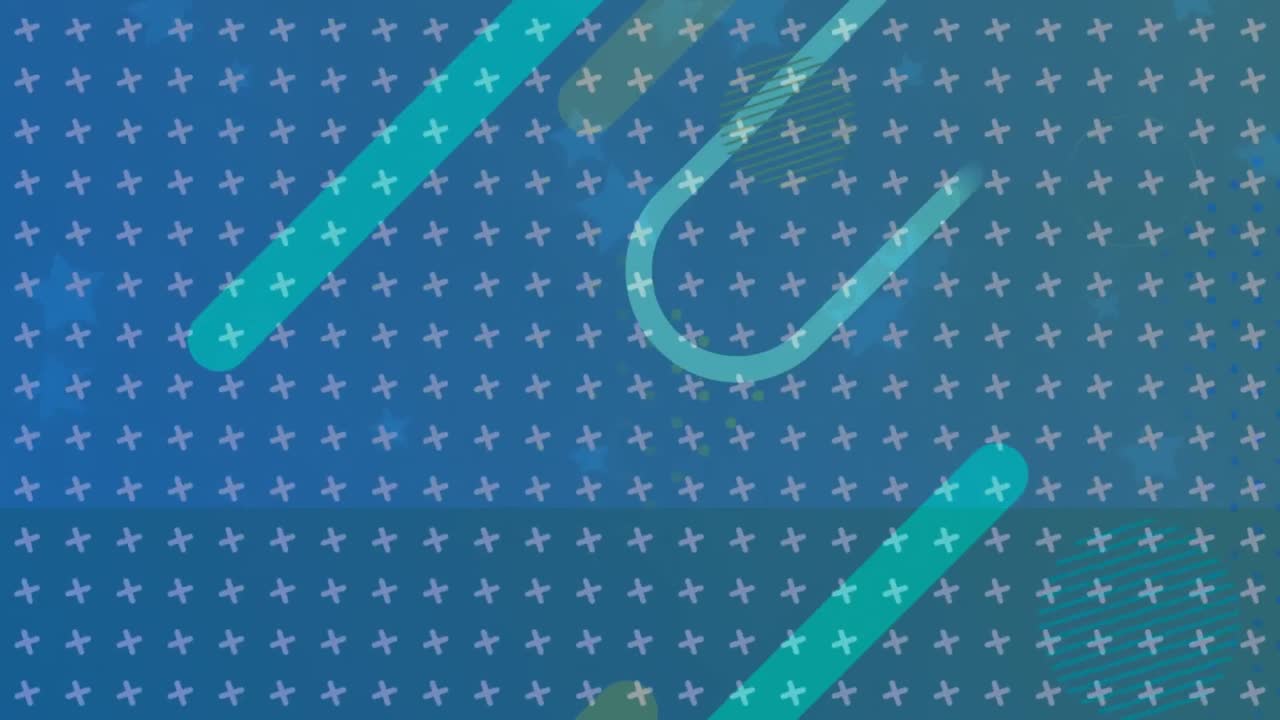 복사 공간과 함께 파란색 배경에 대해 움직이는 추상적인 모양의 디지털 애니메이션