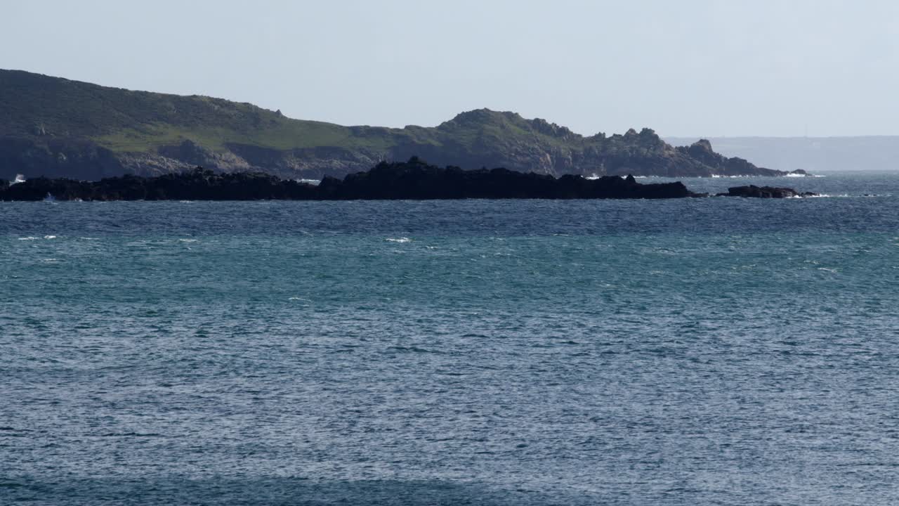 wide shot looking east from Saint Michael's mount on to mounts bay coastline