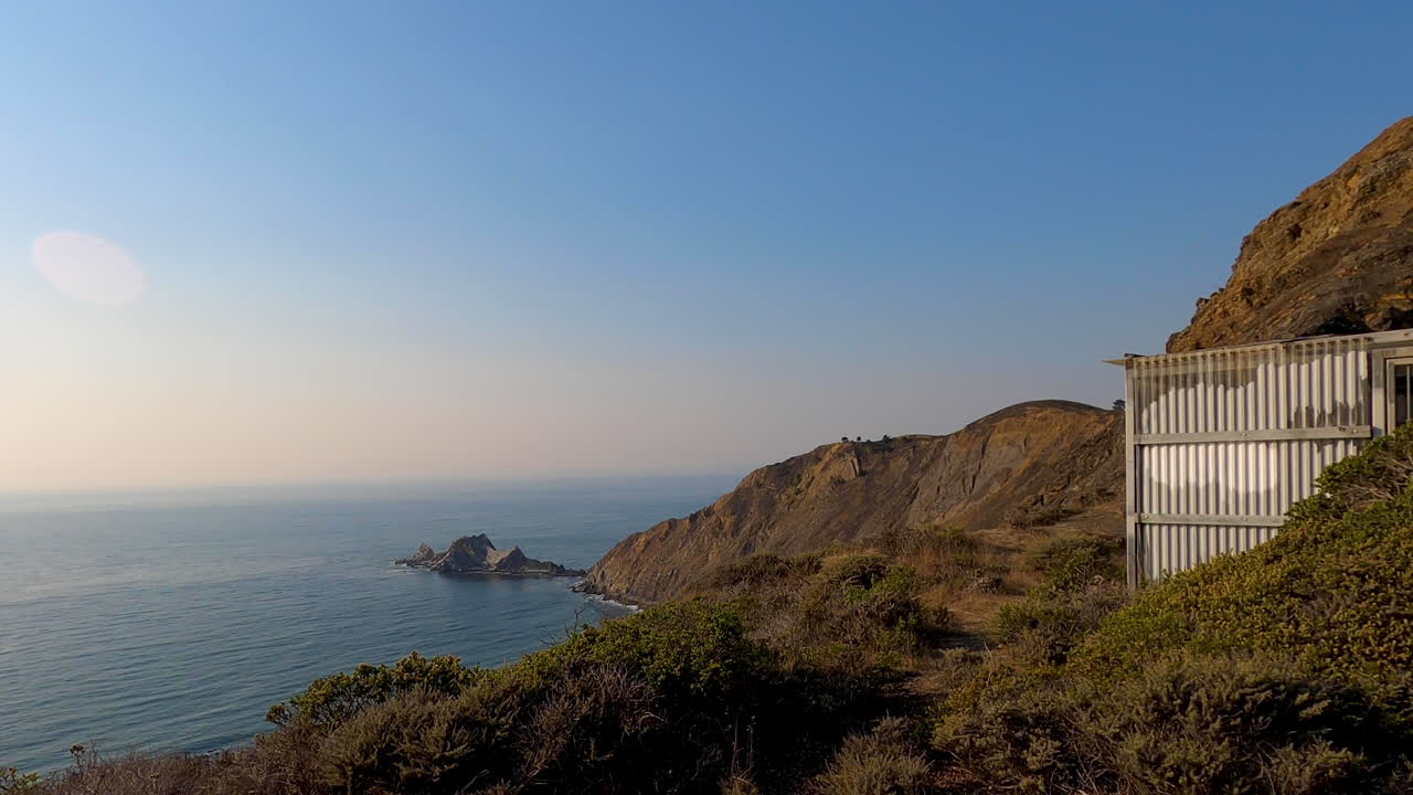 Devils Slide State Park along the Northern California Coast on a late summer afternoon - Slow Pan 4K