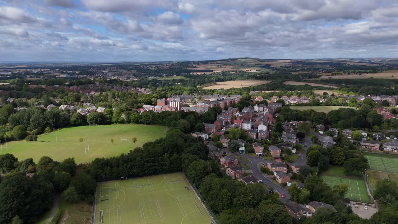 Aerial drone view of durham town city north east england uk cathedral university