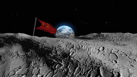 soviet flag on the moon