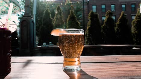 Refreshing-beer-on-a-picnic-table