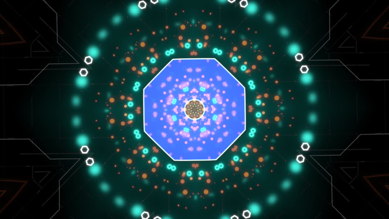 4k 영상에서 빛나는 원 모양의 기술 배경