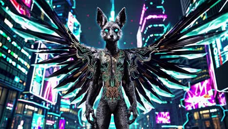 Cyberpunk Fox in a Neon City