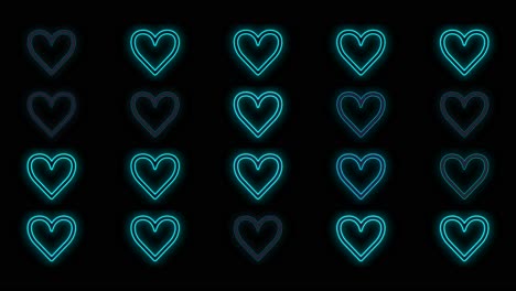 Neon-blue-love-hearts-pattern-in-night