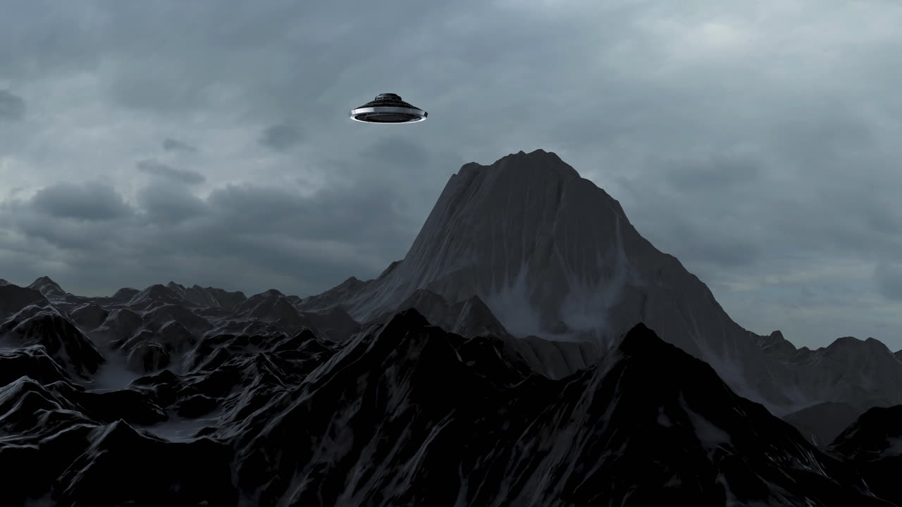 UFO over a Mountain Landscape