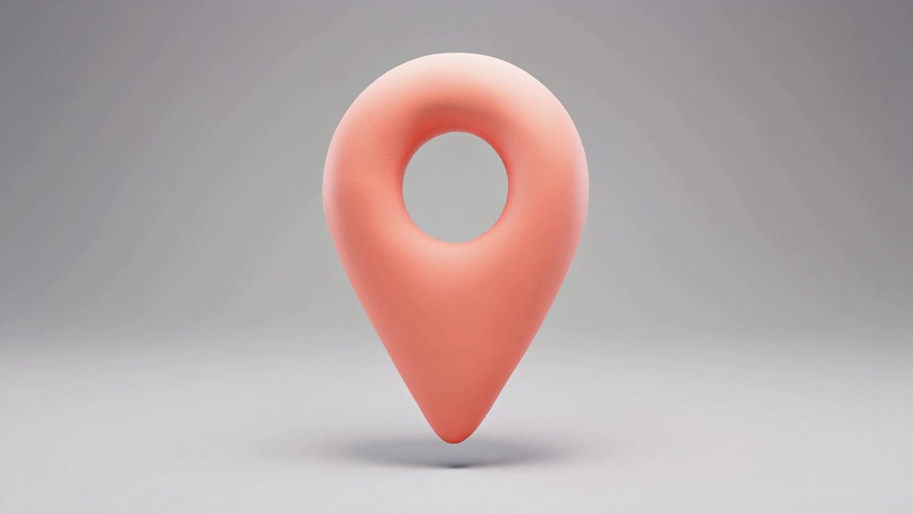 Animated 3D Map Pin Icon Bouncing on Gray Background