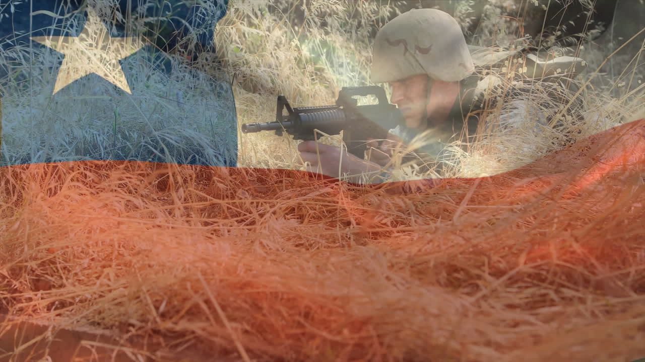 다양한 군인 들 위 에 있는 칠레  ⁇ 발 의 애니메이션