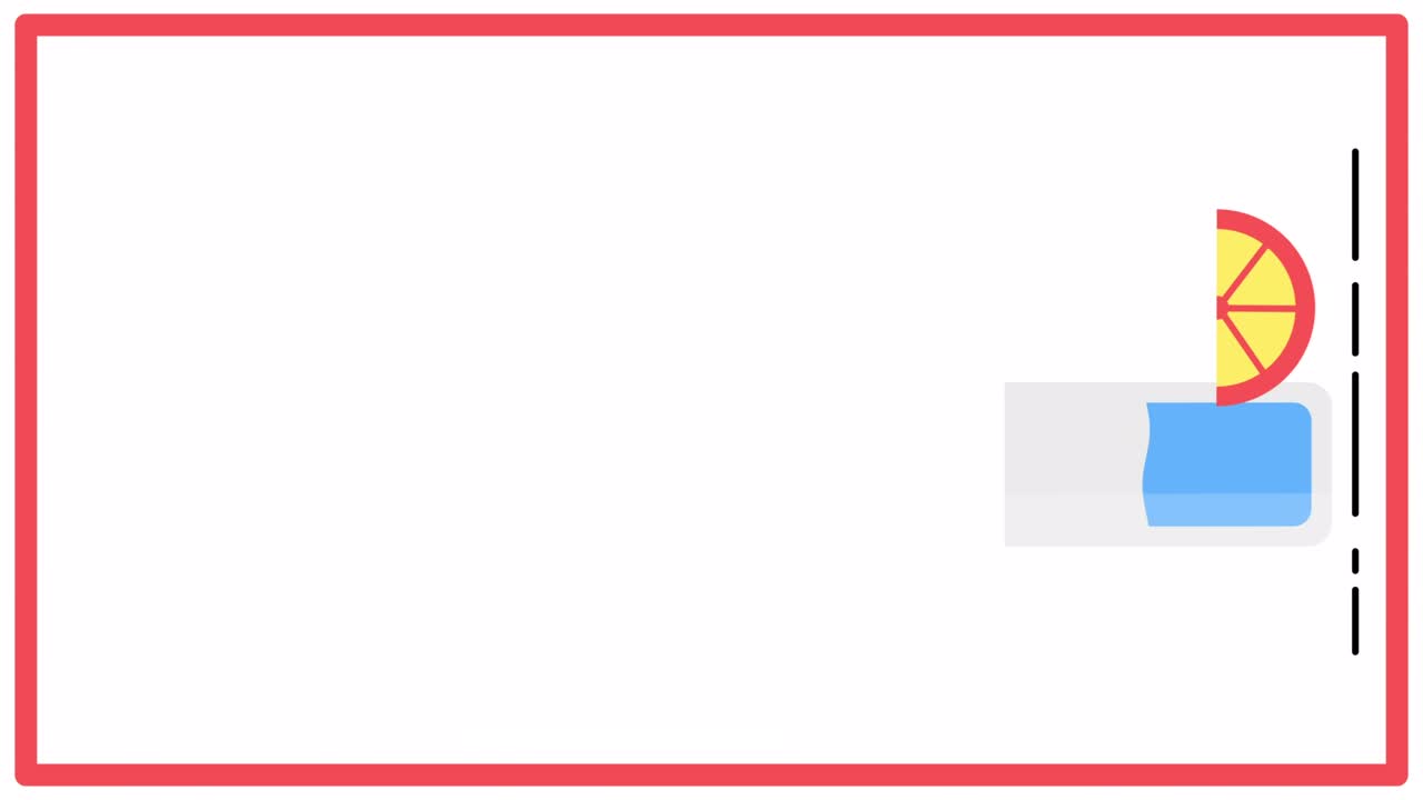 레몬과 함께 물 한 잔의 만화의 4k 수직 비디오.