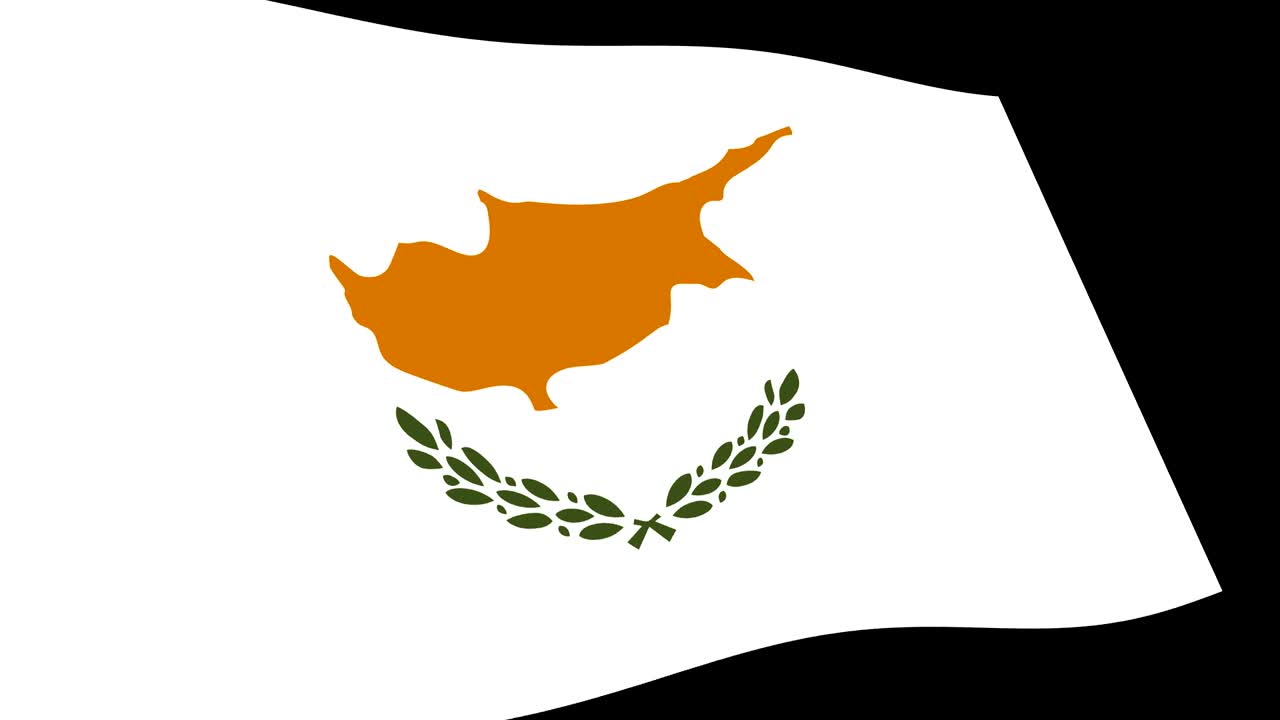키프로스 국기가 느리게 흔들리는 장면, 애니메이션 4k 영상