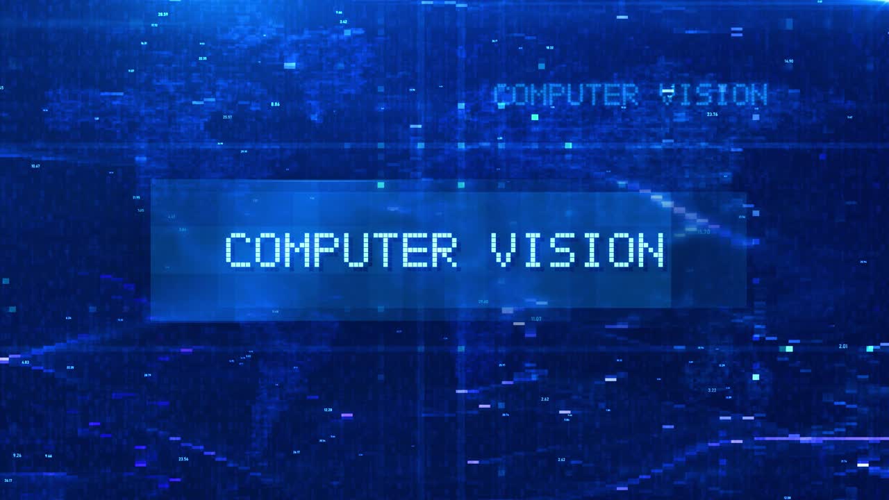Digitale glitch animatie van computervisie tekst