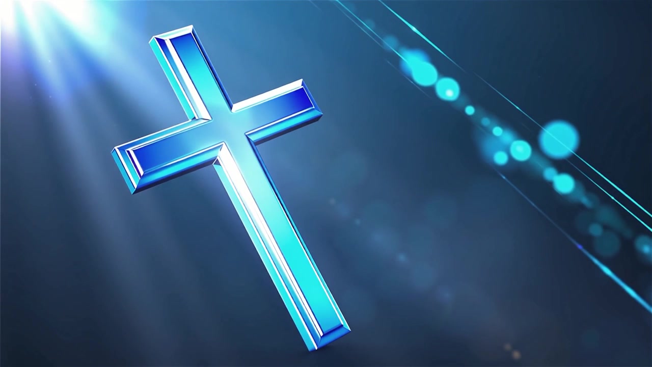 Croce Cristiana Luce Celestiale Sfondo per il Culto.