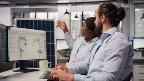 rd department coworkers optimize sustainable solar panel fabrication